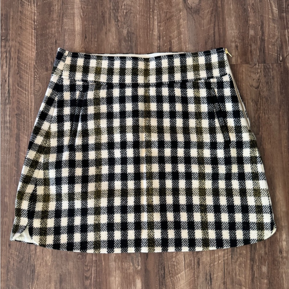 J. Crew Black and White Checkered A-Line Skirt